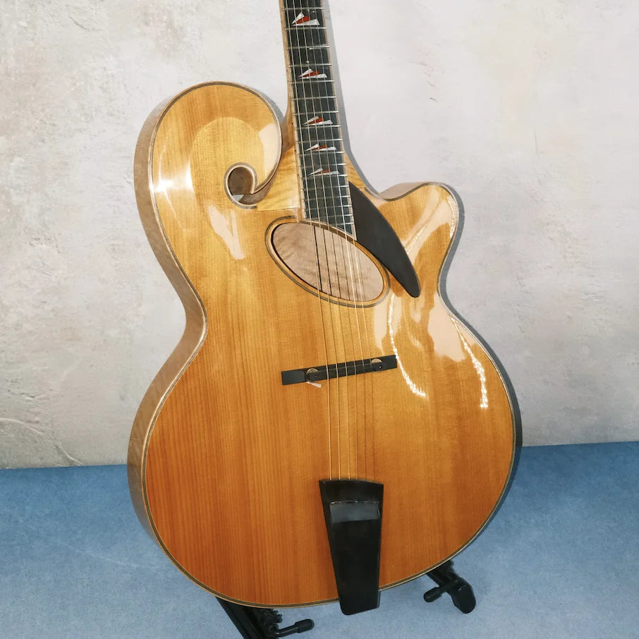 Yunzhi YZ-bml Handmade 18Inch Jazz Archtop Acoustic Guitar Gloss Finish Handcrafted Hollow Body Flamed Maple Customizable Ebony
