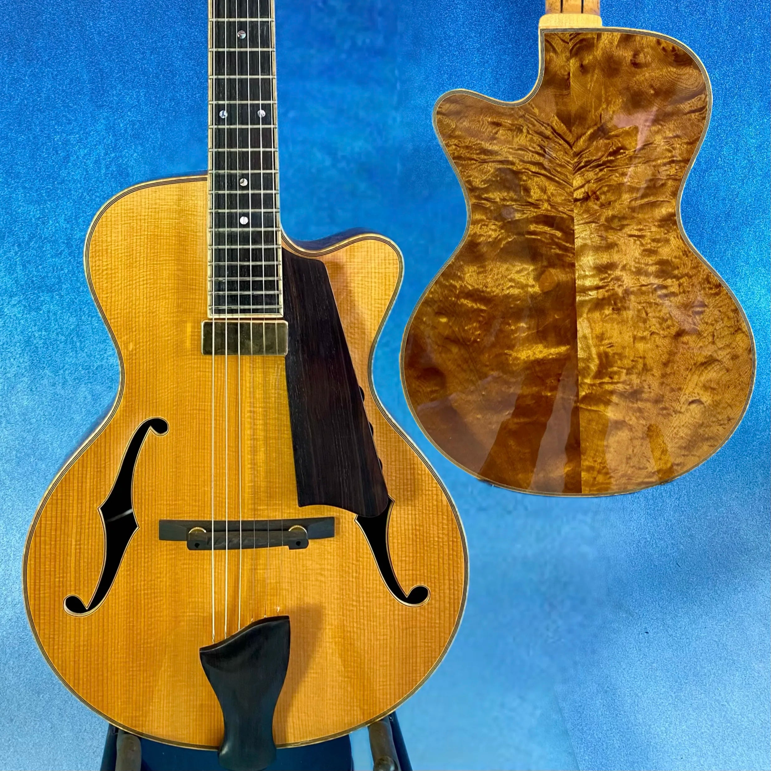 Jazz Guitar Spruce Top Hollow Body Gloss Finish Ebony Fingerboard Professional Yunzhi YZA25 Discounted