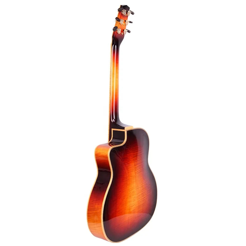 YUnzhi Handmade Jazz Gypsy Hollow Body Guitar Spruce Top Maple Back/Side Ebony Fingerboard 628mm Scale H/S Pickup-Ready for