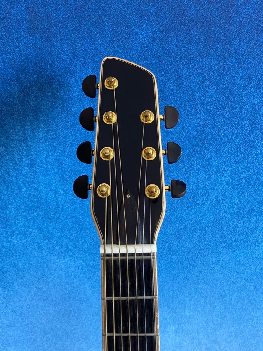 Yunzhi Handcrafted 7-String 16-Inch Gypsy Acoustic Guitar Flamed Maple Hollow Body Original Color Spruce Top Ebony Fingerboard