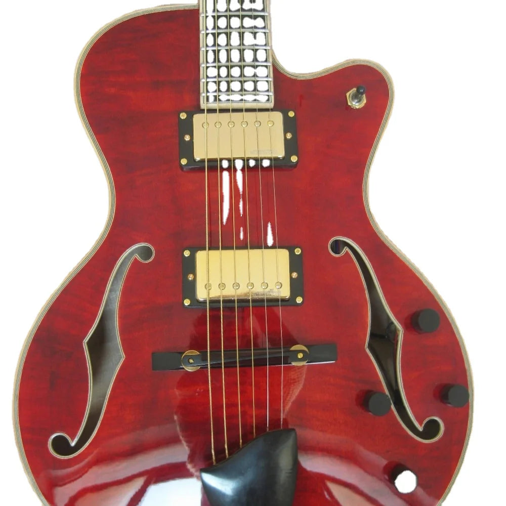 High Quality Customizable Archtop Electric Jazz Guitar Spruce Fingersboard Hollow Body Ebony Rosewood Maple Mahogany 16'' H/S