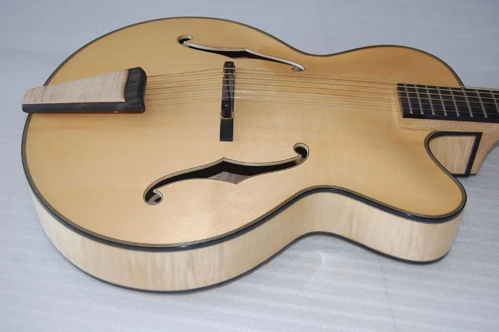 Yunzhi Handcraft Jazz Flamed Maple Mahogany Body Electric Archtop Gloss Cutaway Guitar Performance Series Ebony Fingerboard