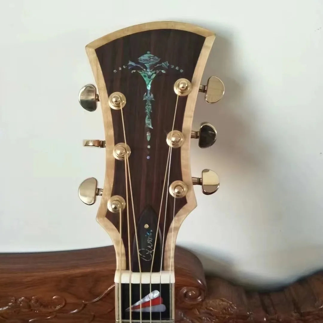 Yunzhi Hollow Body Handmade Archtop Carved Solid Maple Acoustic Electric Customizable Ebony Jazz Guitar Musical Instrument