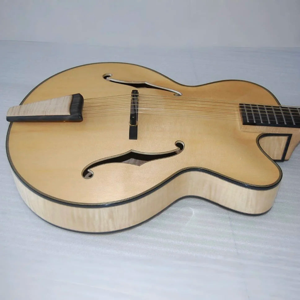 Yunzhi Handcraft Jazz Flamed Maple Mahogany Body Electric Archtop Gloss Cutaway Guitar Performance Series Ebony Fingerboard
