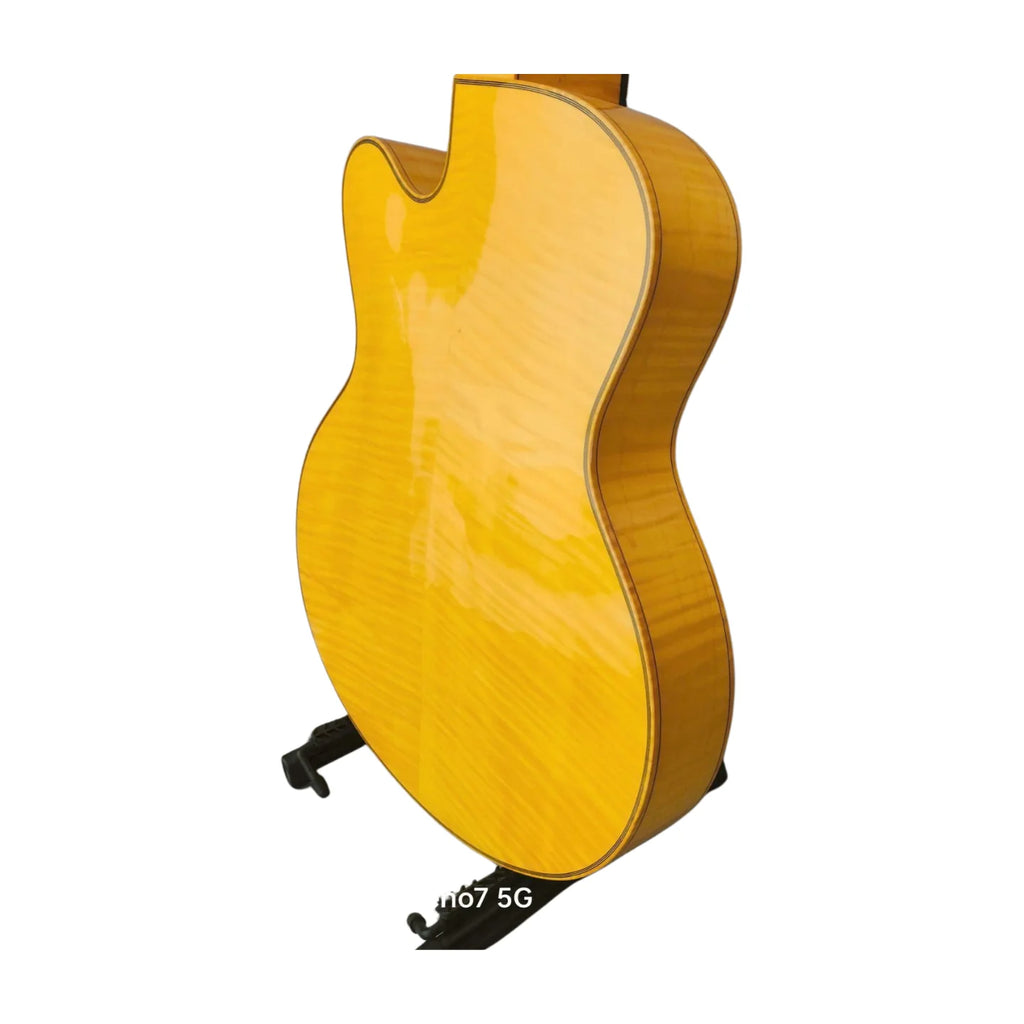 Yunzhi Acoustic Guitar Hollow Body Guitar Cheap Stock Good Solid Maple Carved Handcrafted Archtop Jazz Guitar