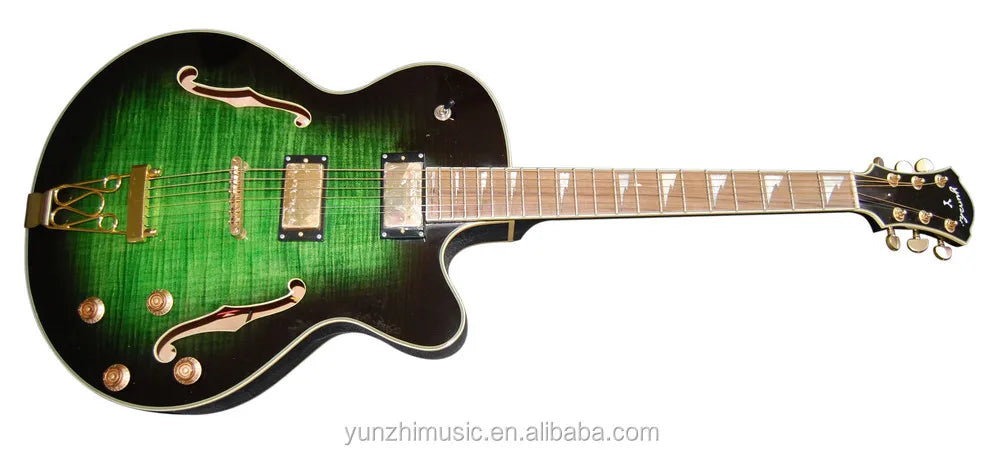 Yunzhi Customizable Electric Jazz Guitar Semi Hollow Body Solid Maple Carved Archtop Ebony Fingerboard Handmade Musical
