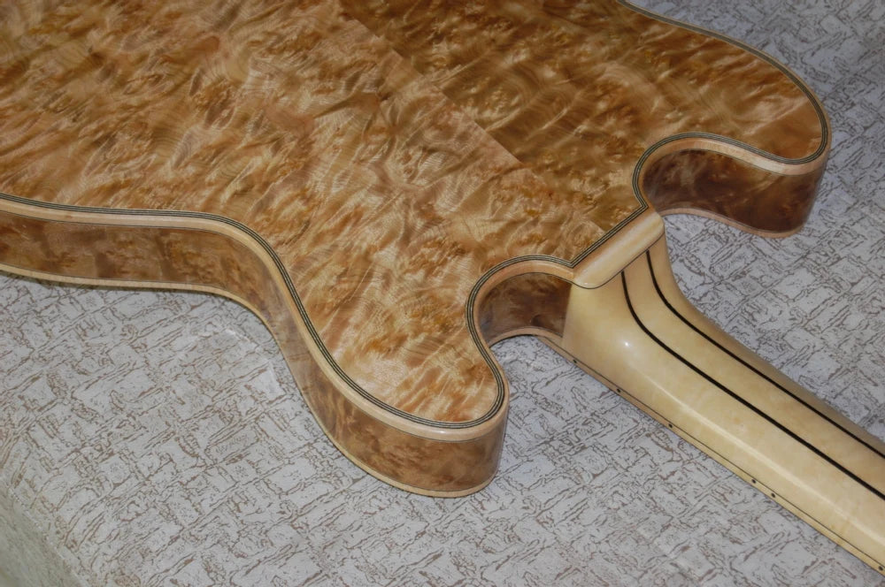 Yunzhi YZ Archtop Jazz Electric Guitar Maple Neck Burr Maple Hollow Body with Ebony Fingerboard Maple Back/Sides China
