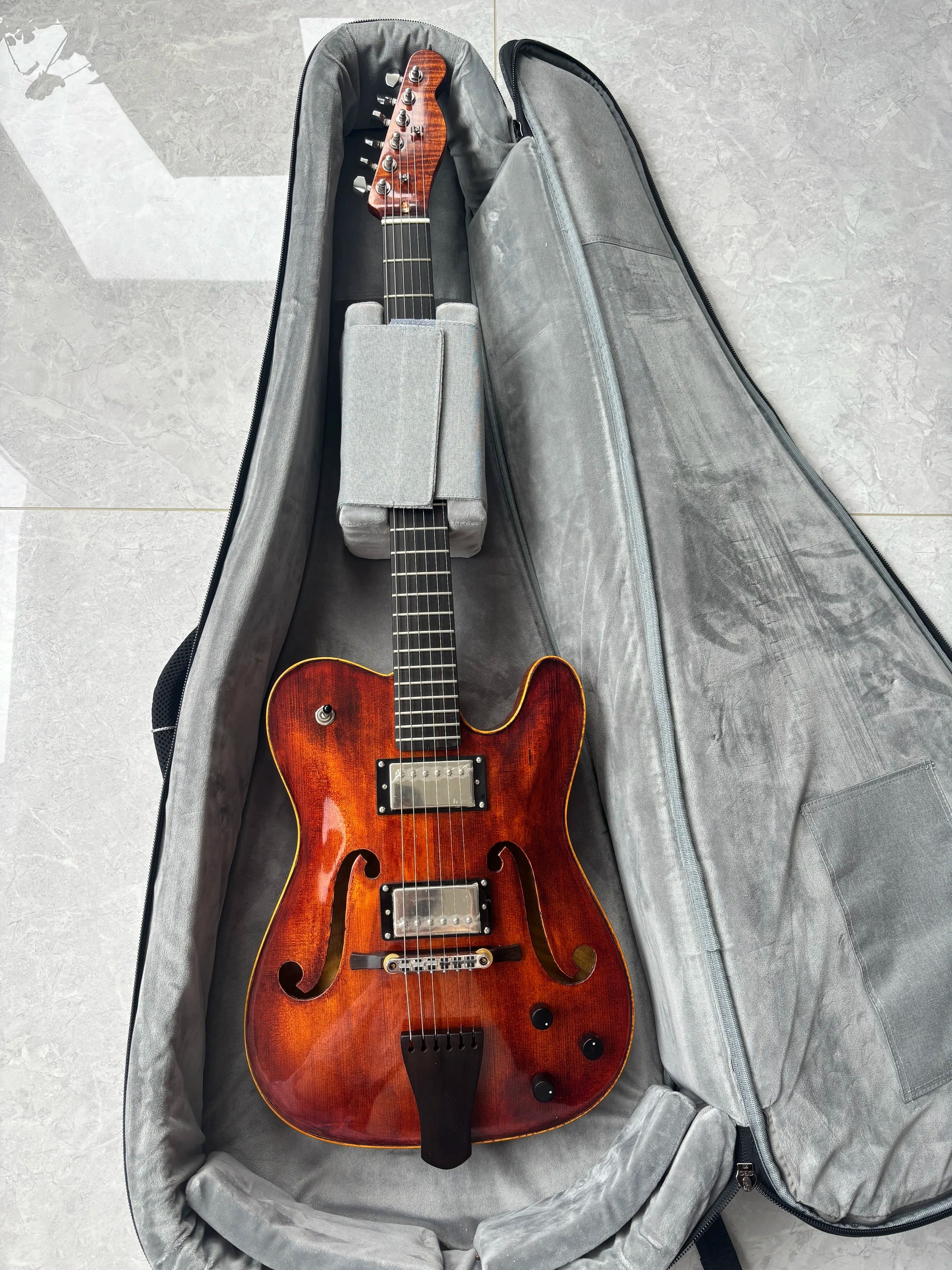 Yunzhi for Violinmaster Luthier Handmade Electric Guitar Maple Top Ebony Fingerboard Spruce Hollow Body Archtop Jazz H/S