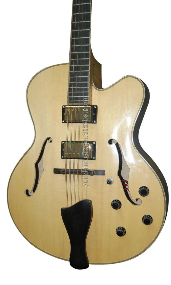 SEMI-HOLLOW BODY JAZZ GUITAR Maple Solidwood Customizable Acoustic Electric Guitar with Ebony Fingerboard