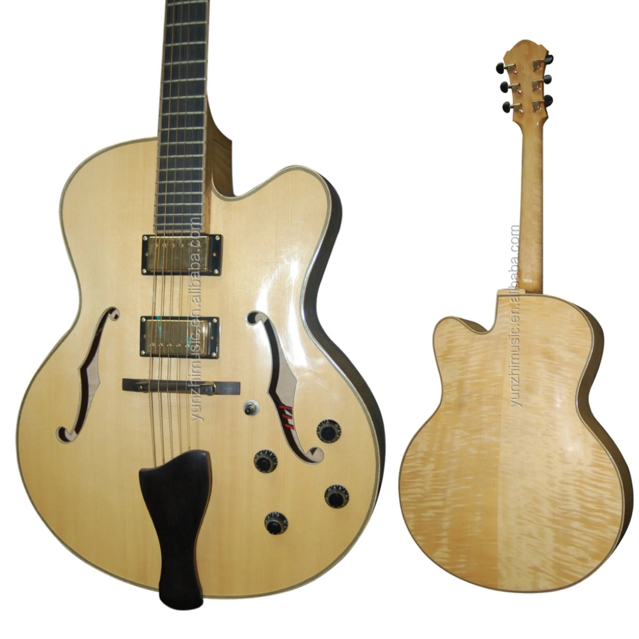 SEMI-HOLLOW BODY JAZZ GUITAR Maple Solidwood Customizable Acoustic Electric Guitar with Ebony Fingerboard