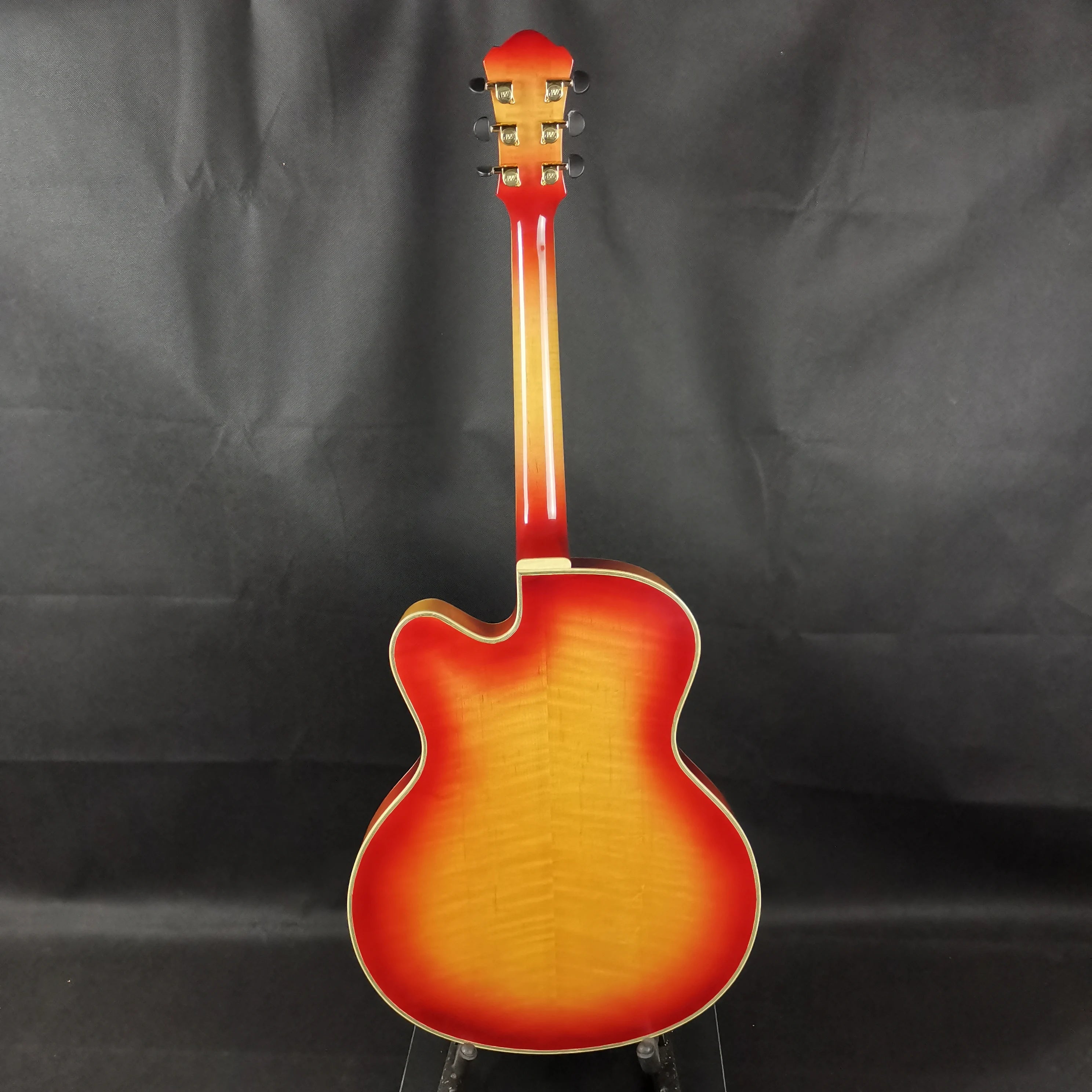 Discount Yunzhi YZ-19NYL Handmade Hollow Flamed Maple Natural Archtop Electric Guitar Cutaway Ebony Fingerboard Solid Spruce