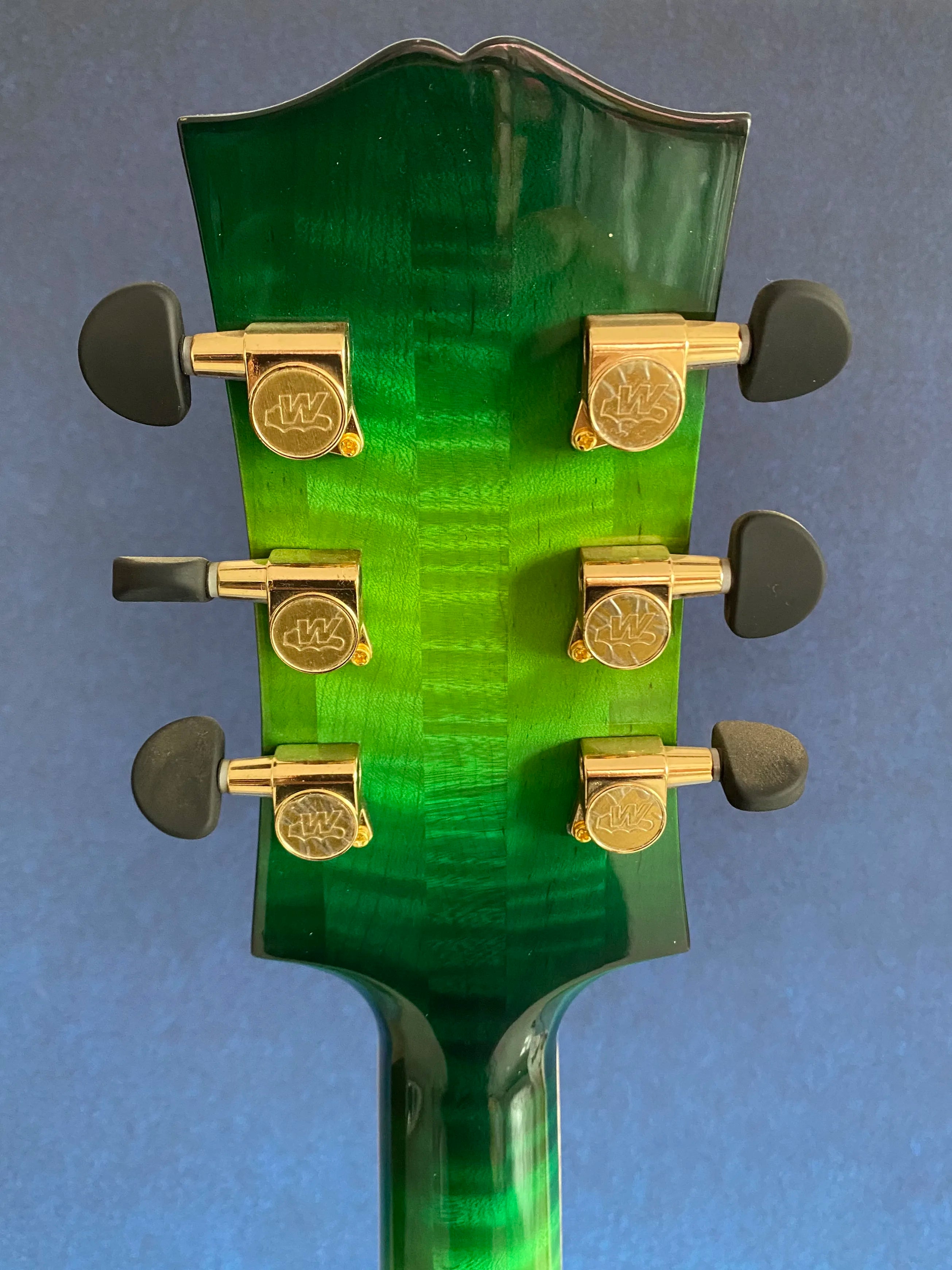 Yunzhi Luthier Handcrafted 16" Jazz Hollow Body Electric Guitar Professional Flamed Maple Solid Wood Green Spruce Top/ Ebony