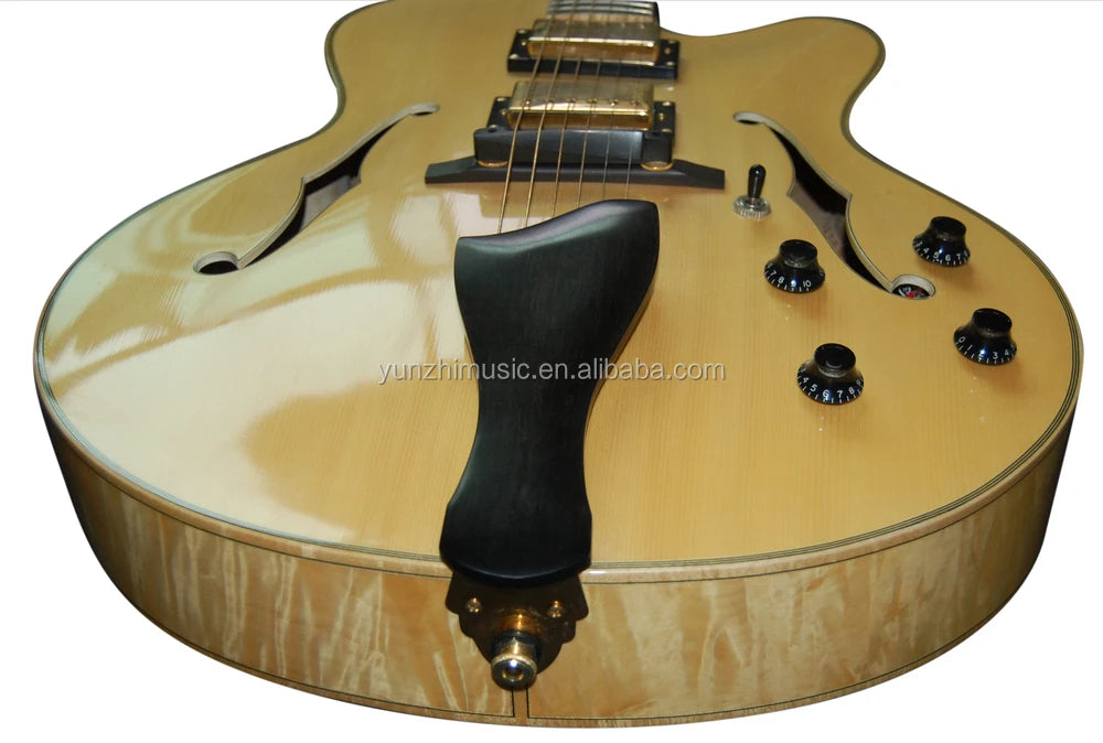 SEMI-HOLLOW BODY JAZZ GUITAR Maple Solidwood Customizable Acoustic Electric Guitar with Ebony Fingerboard