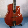 Yunzhi 17-Inch Gypsy Style Archtop Electric Guitar Handcrafted Flamed Maple Hollow Body Ebony Fingerboard Spruce Brown H-H