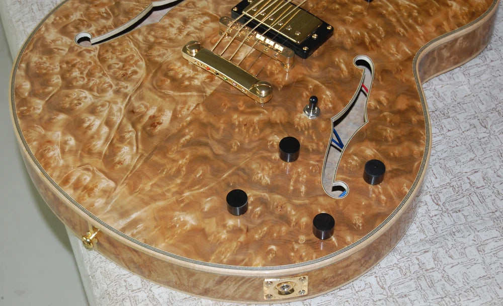 Yunzhi YZ Archtop Jazz Electric Guitar Maple Neck Burr Maple Hollow Body with Ebony Fingerboard Maple Back/Sides China