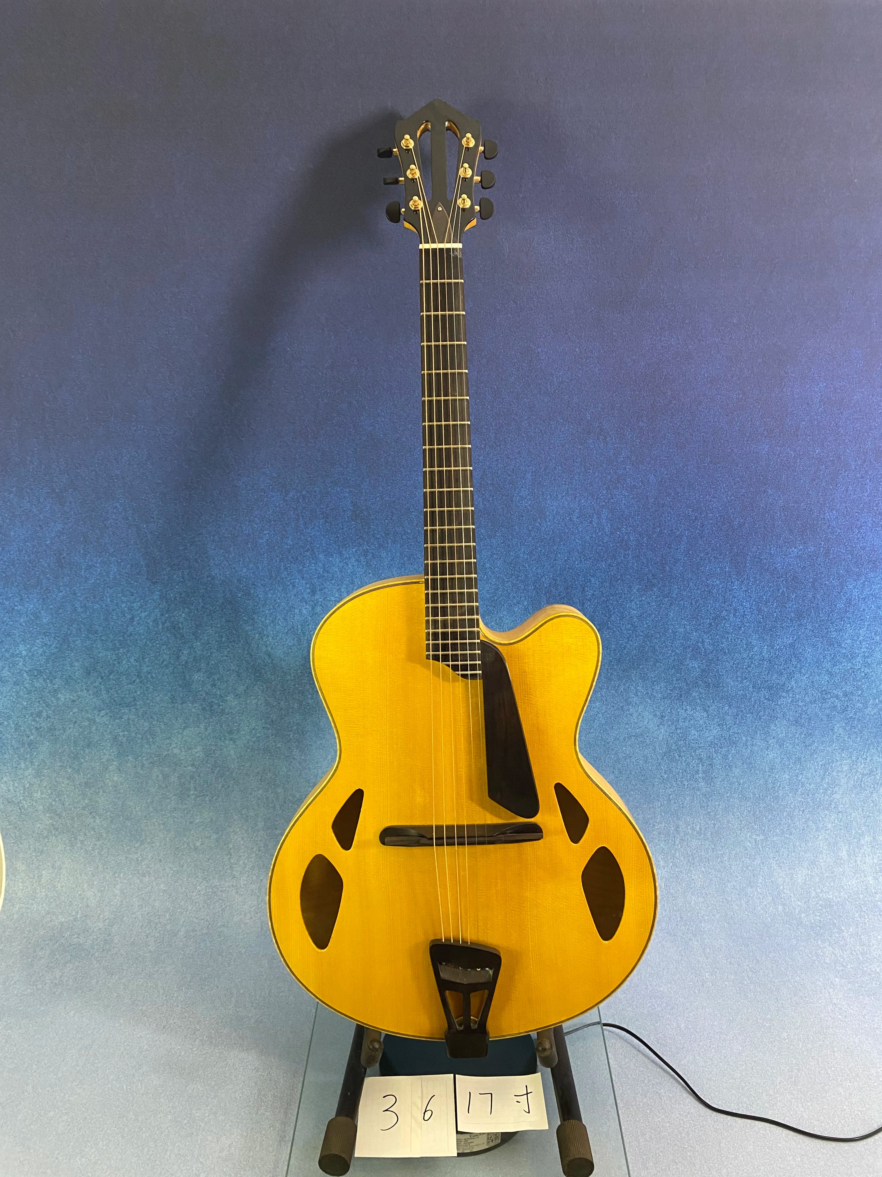 Yunzhi Luthier Handcrafted 17" Archtop Electric Jazz Guitar Solid Flamed Maple Hollow Body Spruce Ebony Fingerboard Maple