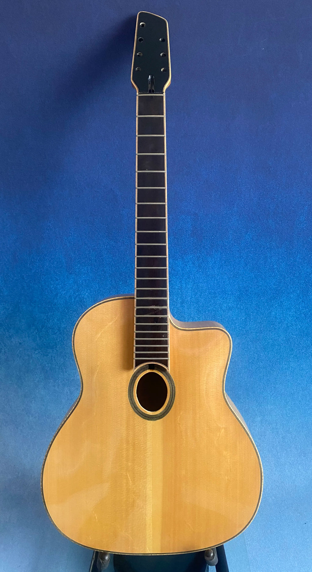 Handcrafted 16-Inch Gypsy 7 Strings Acoustic Guitar Flamed Maple Hollow Body Spruce Unfinished Ebony Luthier Components Kits