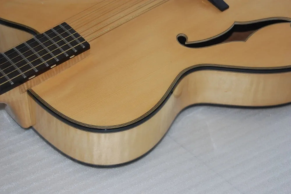 Yunzhi Handcraft Jazz Flamed Maple Mahogany Body Electric Archtop Gloss Cutaway Guitar Performance Series Ebony Fingerboard