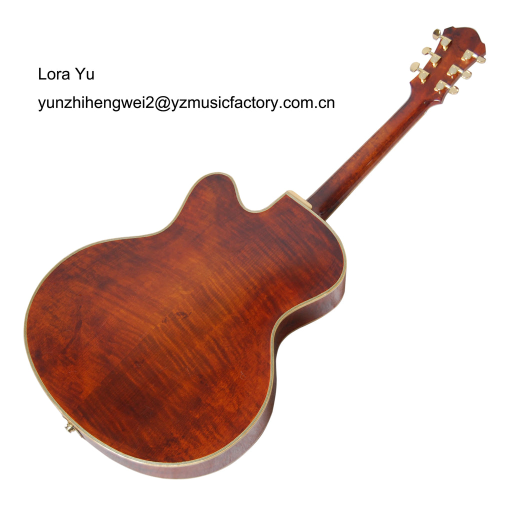 Yunzhi Archtop Jazz Maple Top Ebony Fingerboard Customizable Electric Guitar Made in China