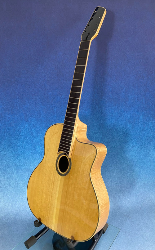 Handcrafted 16-Inch Gypsy 7 Strings Acoustic Guitar Flamed Maple Hollow Body Spruce Unfinished Ebony Luthier Components Kits