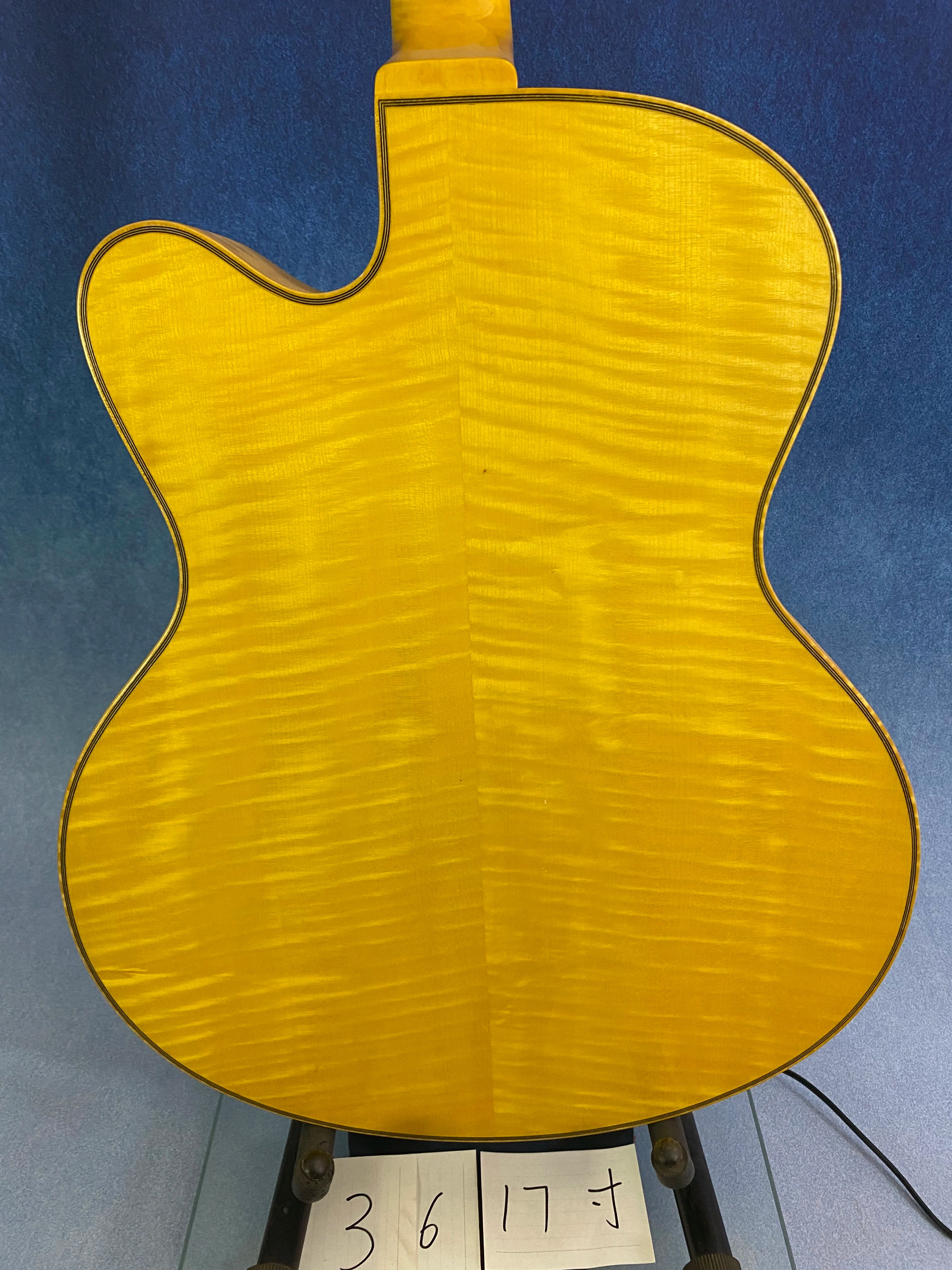 Yunzhi Luthier Handcrafted 17" Archtop Electric Jazz Guitar Solid Flamed Maple Hollow Body Spruce Ebony Fingerboard Maple