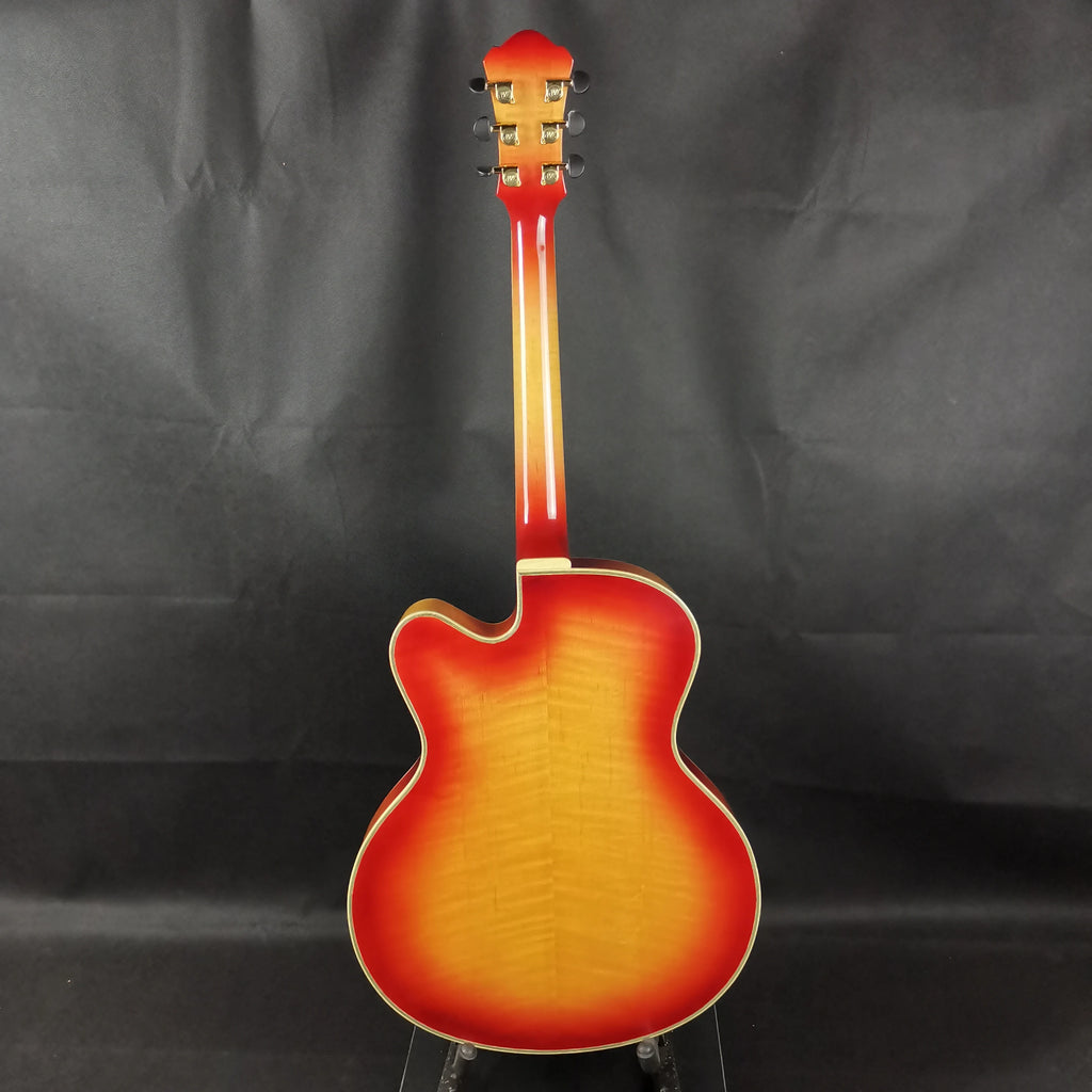 High Quality Handmade Yunzhi YZA25 Sunset Jazz Electric Guitar with Ebony Fingerboard 6-String Maple Back/Sides Lacquered Finish