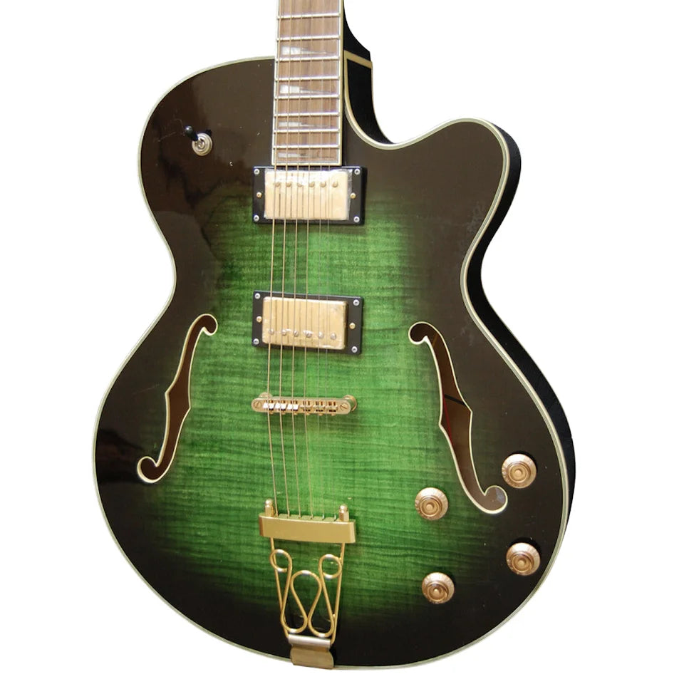 Yunzhi Customizable Electric Jazz Guitar Semi Hollow Body Solid Maple Carved Archtop Ebony Fingerboard Handmade Musical