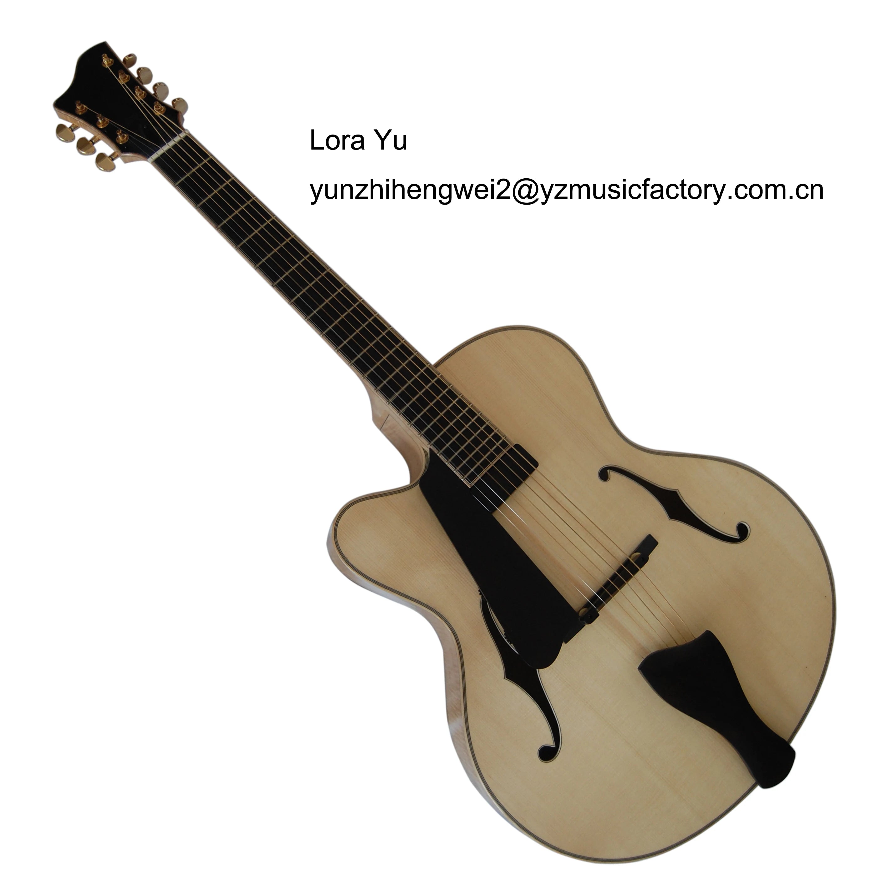 Yunzhi Handcraft Jazz Flamed Maple Mahogany Body Electric Archtop Gloss Cutaway Guitar Performance Series Ebony Fingerboard