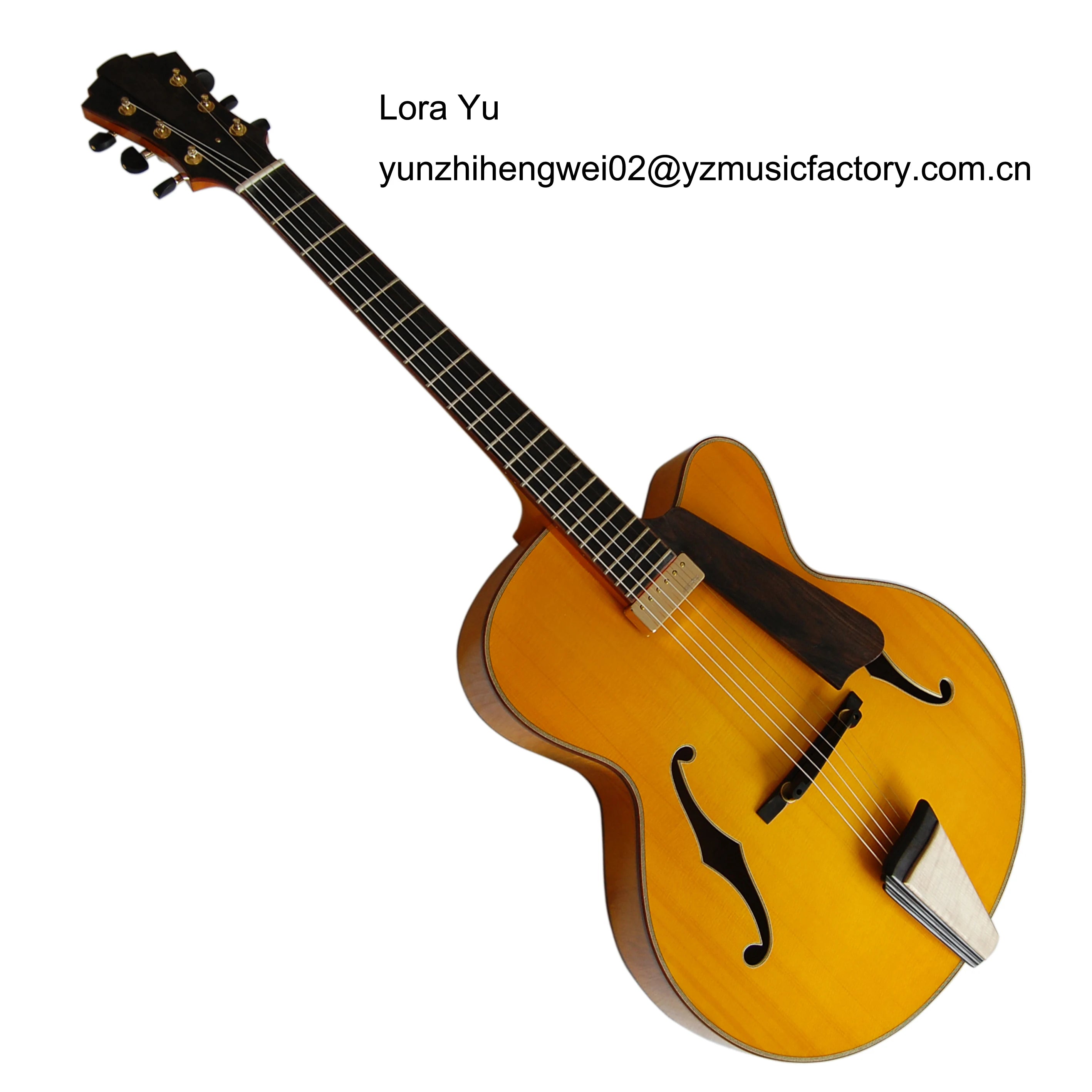 Yunzhi Archtop Hollow Body Maple Jazz Guitar Carved Solid MapleHandcrafted  Jazz Guitar Instruments Musical
