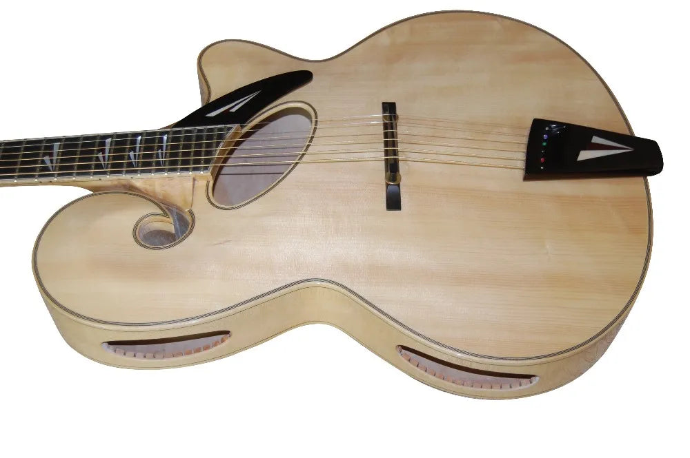 Yunzhi 3A Maple Solidwood Ebony Fingerboard Customizable Jazz Electric Guitar with Spruce/Flamed Maple Body