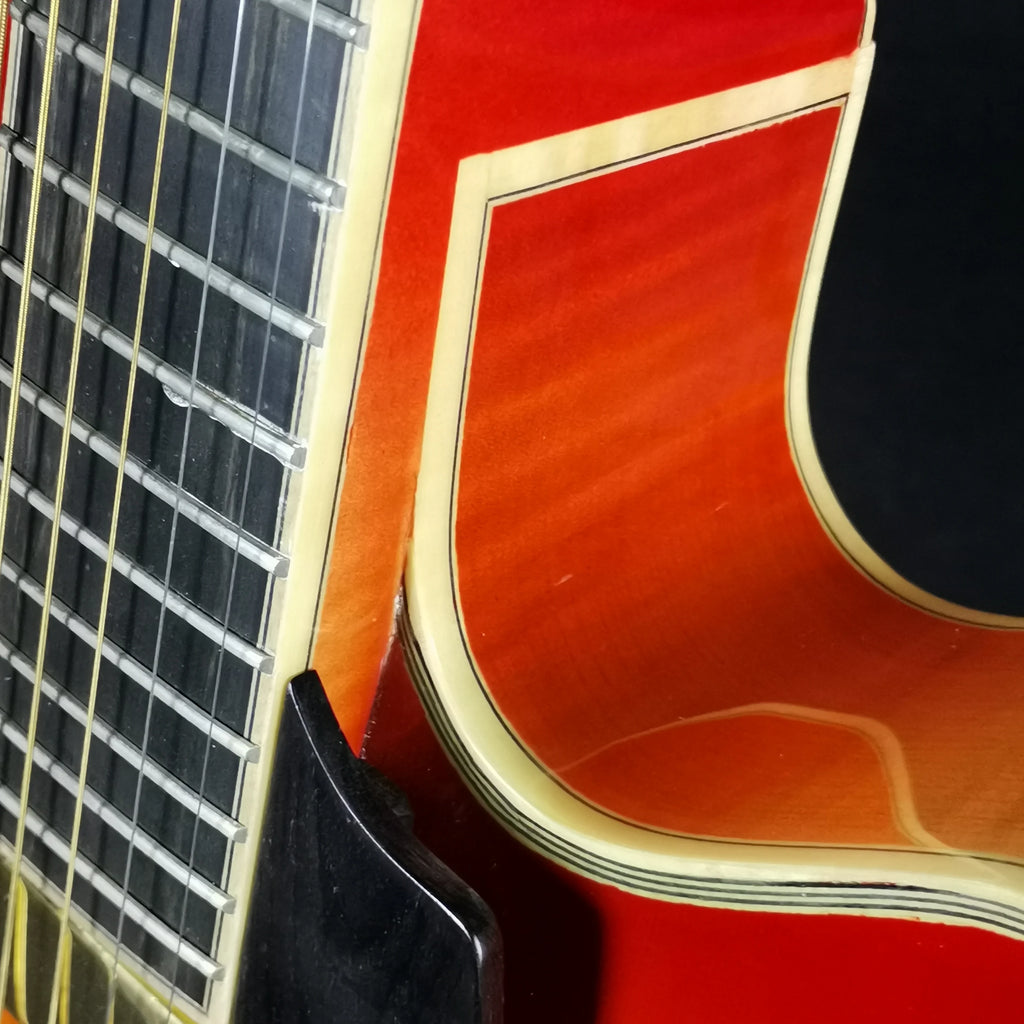 High Quality Handmade Yunzhi YZA25 Sunset Jazz Electric Guitar with Ebony Fingerboard 6-String Maple Back/Sides Lacquered Finish