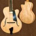 Yunzhi Luthier Handcrafted 15" Jazz Guitar Yellow 6-String Flamed Maple Hollow Body Spruce Top Ebony Fingerboard Mahogany