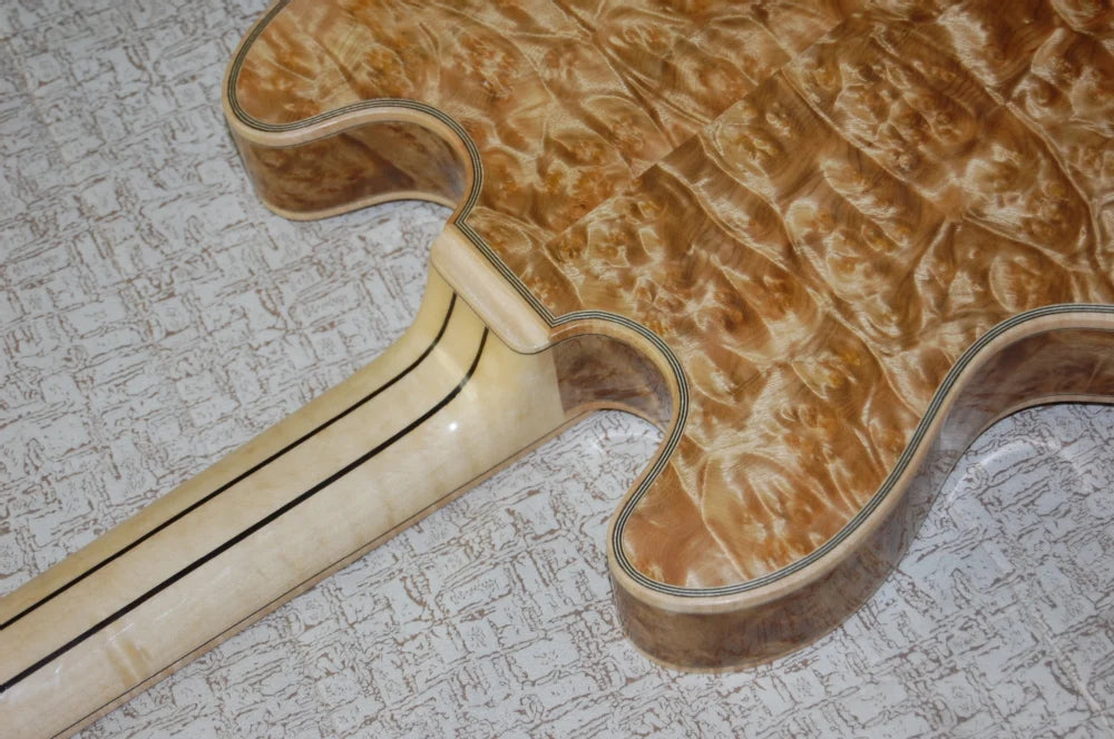 Yunzhi YZ Archtop Jazz Electric Guitar Maple Neck Burr Maple Hollow Body with Ebony Fingerboard Maple Back/Sides China