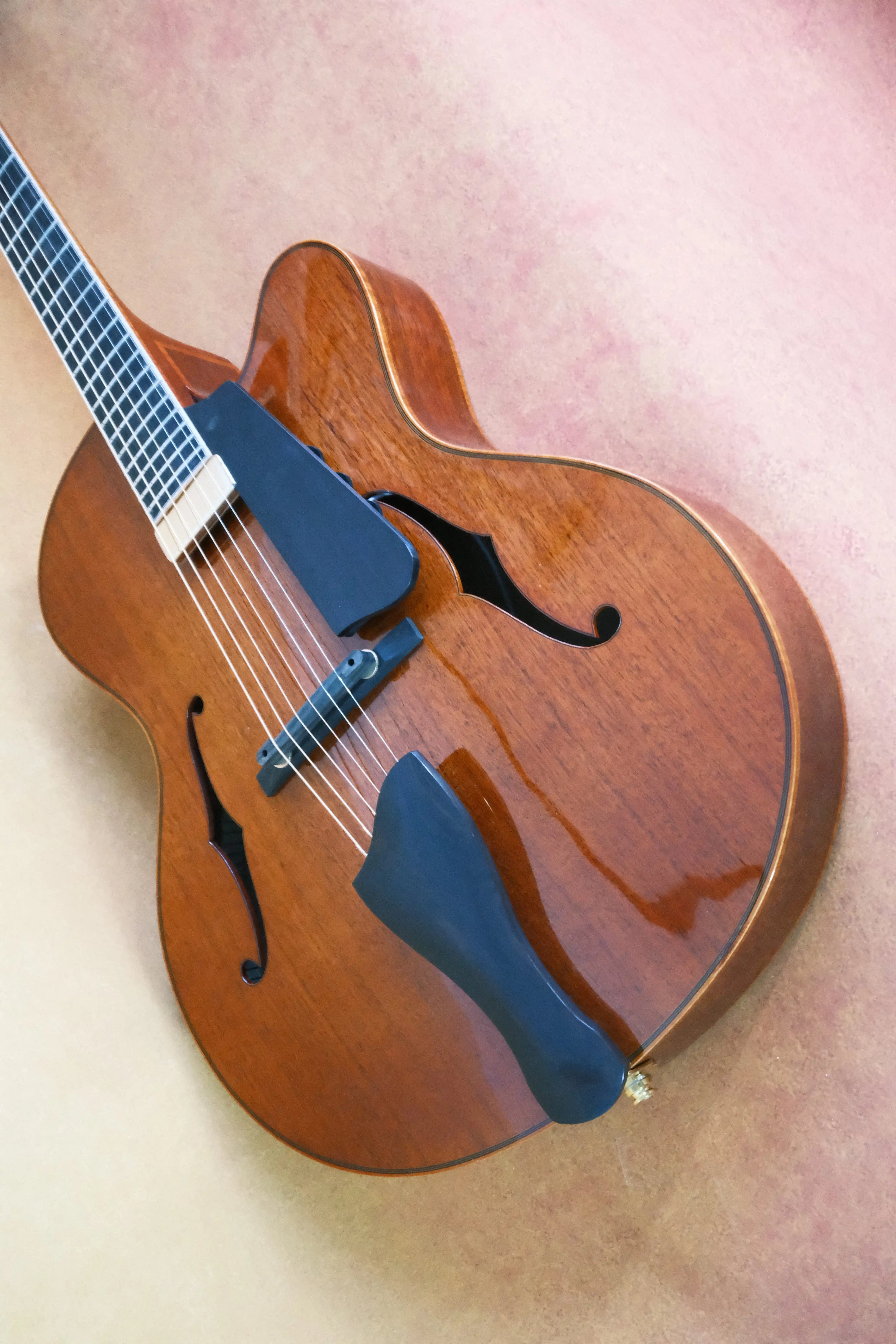 Luthier Handcrafted 17" Electric Guitar Maple Neck Solid Mahogany Hollow Body Violin Style Spruce Top Ebony Professional Custom