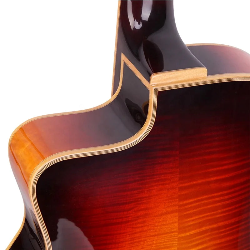 YUnzhi Handmade Jazz Gypsy Hollow Body Guitar Spruce Top Maple Back/Side Ebony Fingerboard 628mm Scale H/S Pickup-Ready for