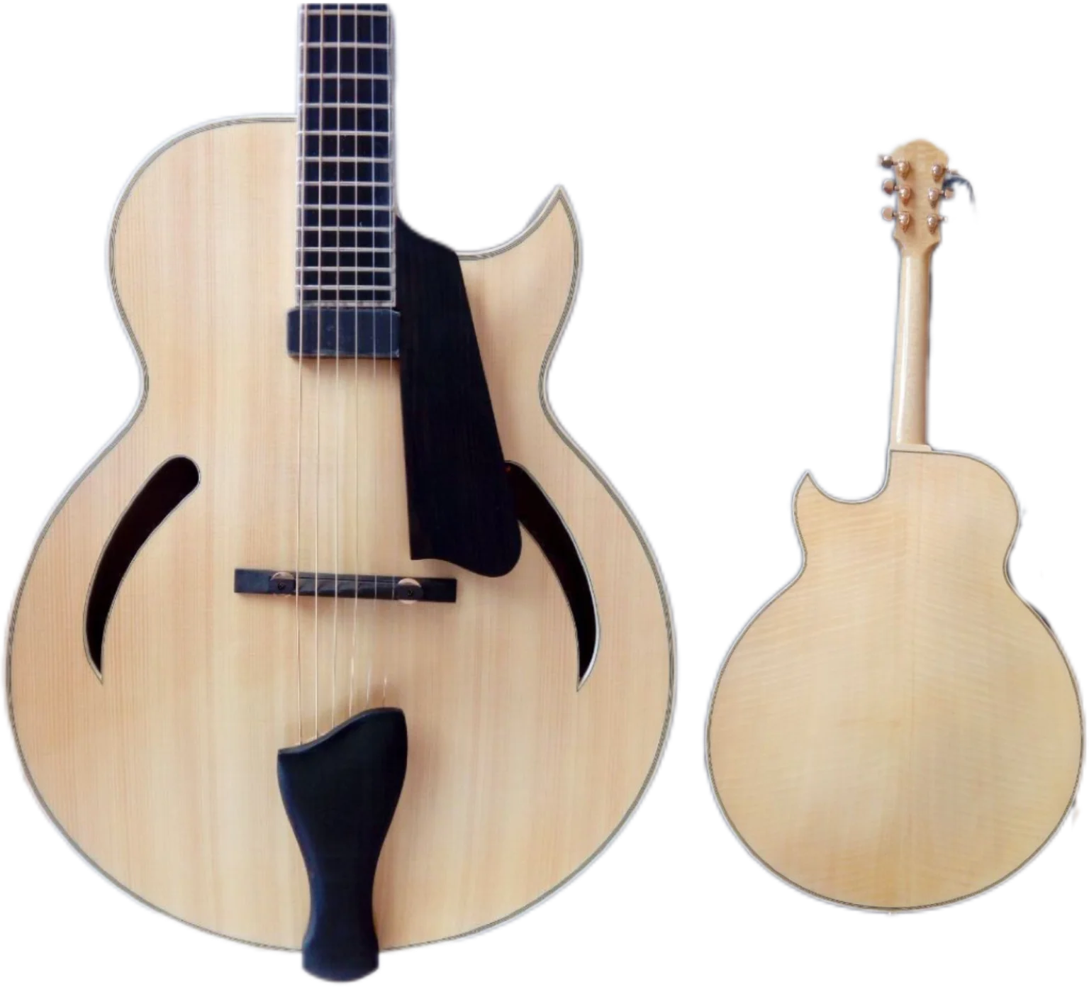 Yunzhi Customizable Jazz Hollow Body Electric Guitar with Spruce/Flamed Maple Archtop Ebony Fingerboard S/H Pickup Configuration