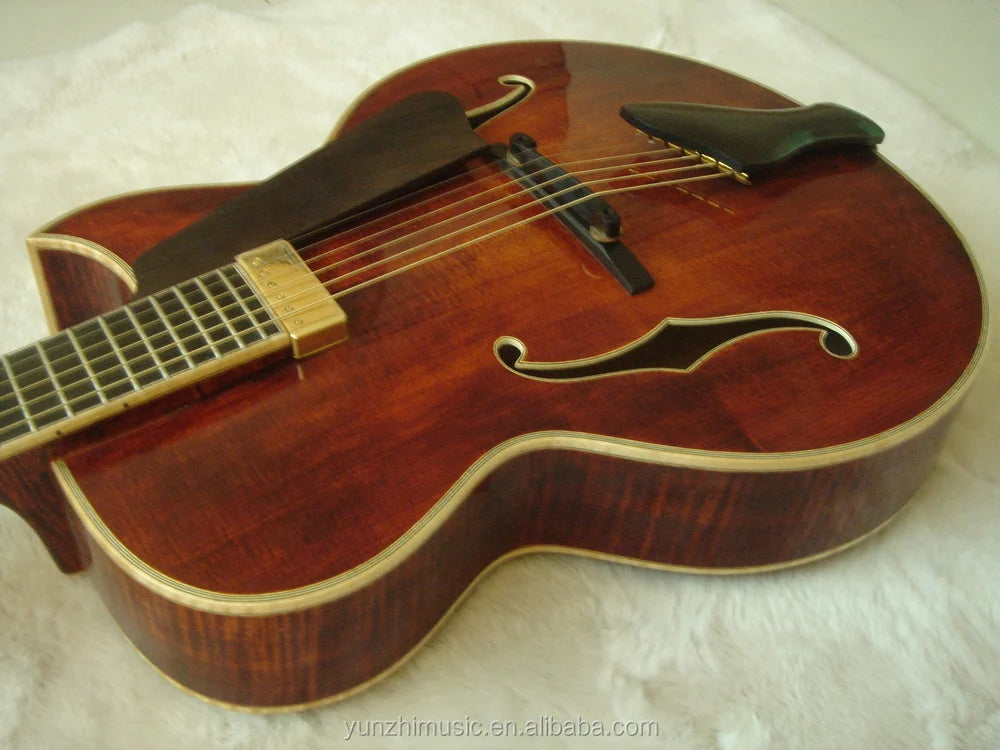 Handmade Solid Jacaranda Wood Archtop Electric Guitar Fully Custom with Spruce Top Maple Back/Side Ebony Fingerboard