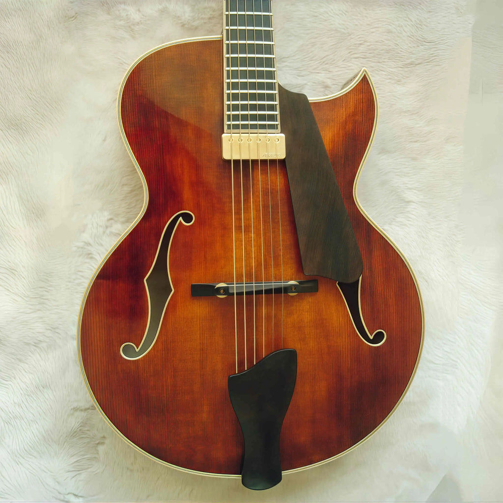 Handmade Solid Jacaranda Wood Archtop Electric Guitar Fully Custom with Spruce Top Maple Back/Side Ebony Fingerboard