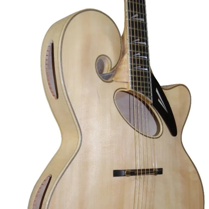 Yunzhi 3A Maple Solidwood Ebony Fingerboard Customizable Jazz Electric Guitar with Spruce/Flamed Maple Body