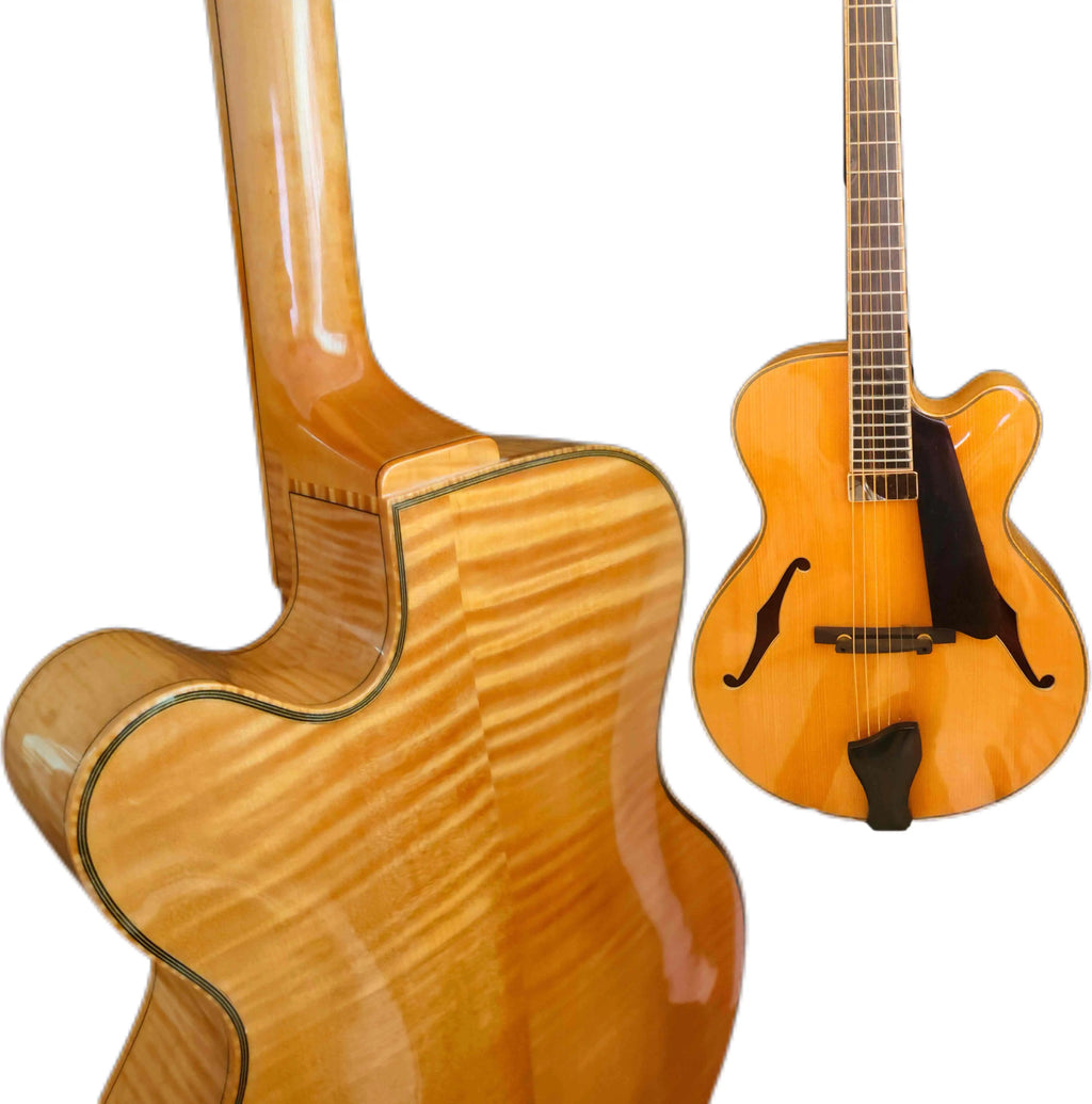 Yunzhi 16\" Quality Jazz Guitar Handcrafted Archtop Hollow Body Custom Carved Solid Maple with Ebony Fingerboard
