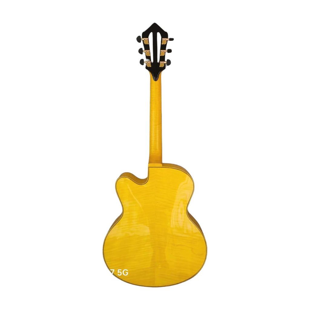 Yunzhi Acoustic Guitar Hollow Body Guitar Cheap Stock Good Solid Maple Carved Handcrafted Archtop Jazz Guitar