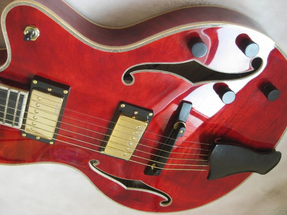 High Quality Customizable Archtop Electric Jazz Guitar Spruce Fingersboard Hollow Body Ebony Rosewood Maple Mahogany 16'' H/S