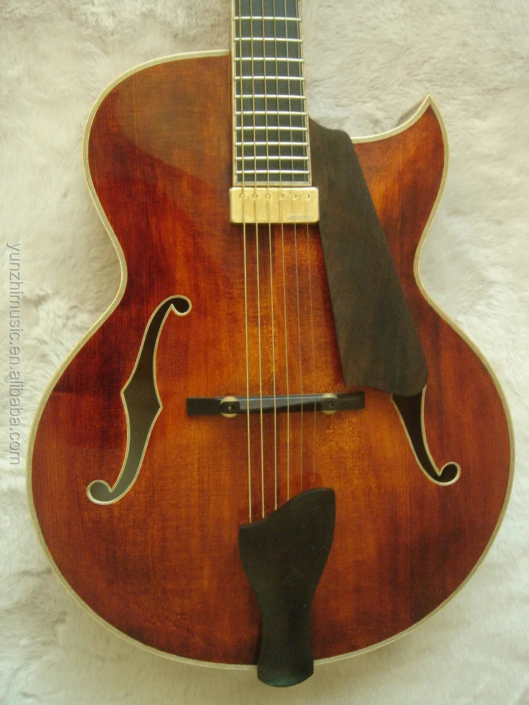 Handmade Solid Jacaranda Wood Archtop Electric Guitar Fully Custom with Spruce Top Maple Back/Side Ebony Fingerboard
