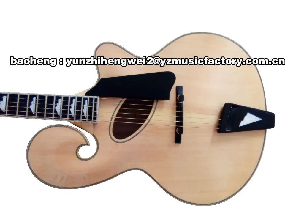 Yunzhi 3A Maple Solidwood Ebony Fingerboard Customizable Jazz Electric Guitar with Spruce/Flamed Maple Body