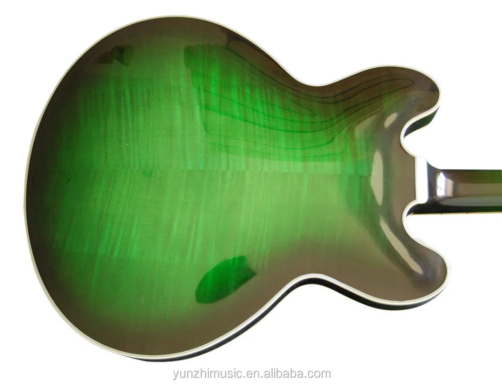 Yunzhi Customizable Electric Jazz Guitar Semi Hollow Body Solid Maple Carved Archtop Ebony Fingerboard Handmade Musical