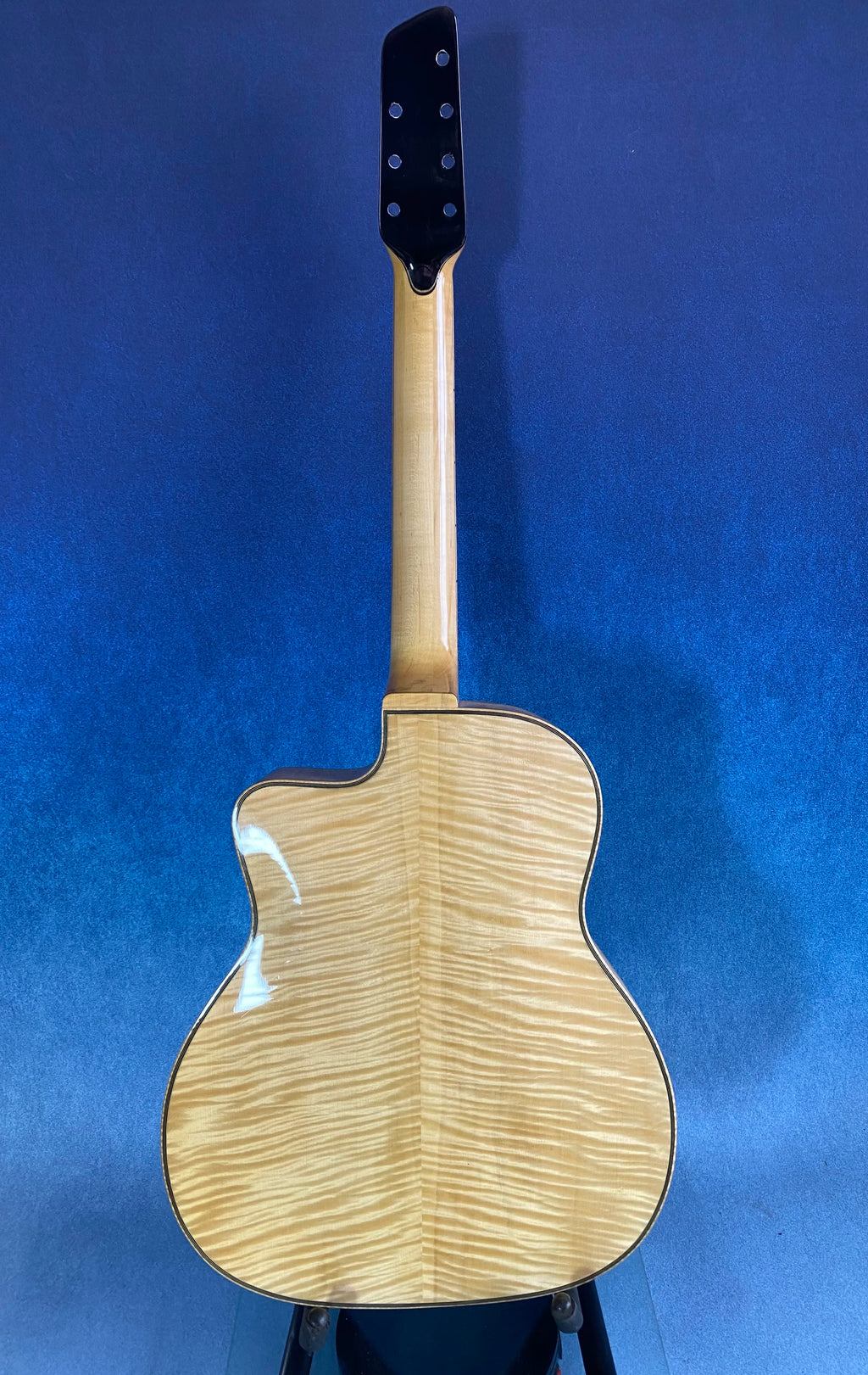 Handcrafted 16-Inch Gypsy 7 Strings Acoustic Guitar Flamed Maple Hollow Body Spruce Unfinished Ebony Luthier Components Kits