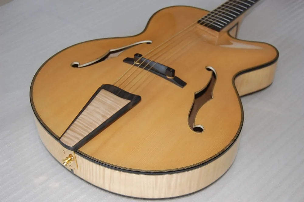 Yunzhi Handcraft Jazz Flamed Maple Mahogany Body Electric Archtop Gloss Cutaway Guitar Performance Series Ebony Fingerboard