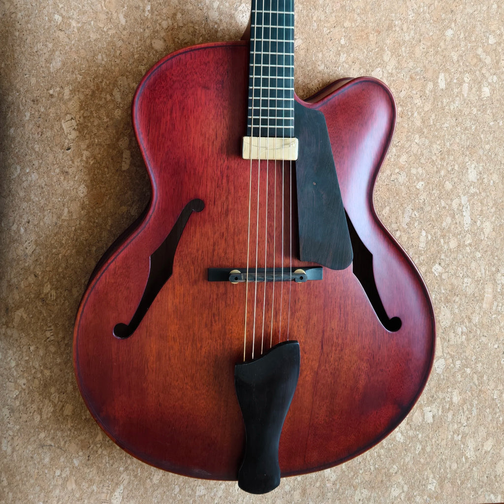 ViolinStyle Handcarved 17" Electric Guitar Solid Spruce Hollow Body Ebony Professional Jazz Guitar Cutaway in Stock