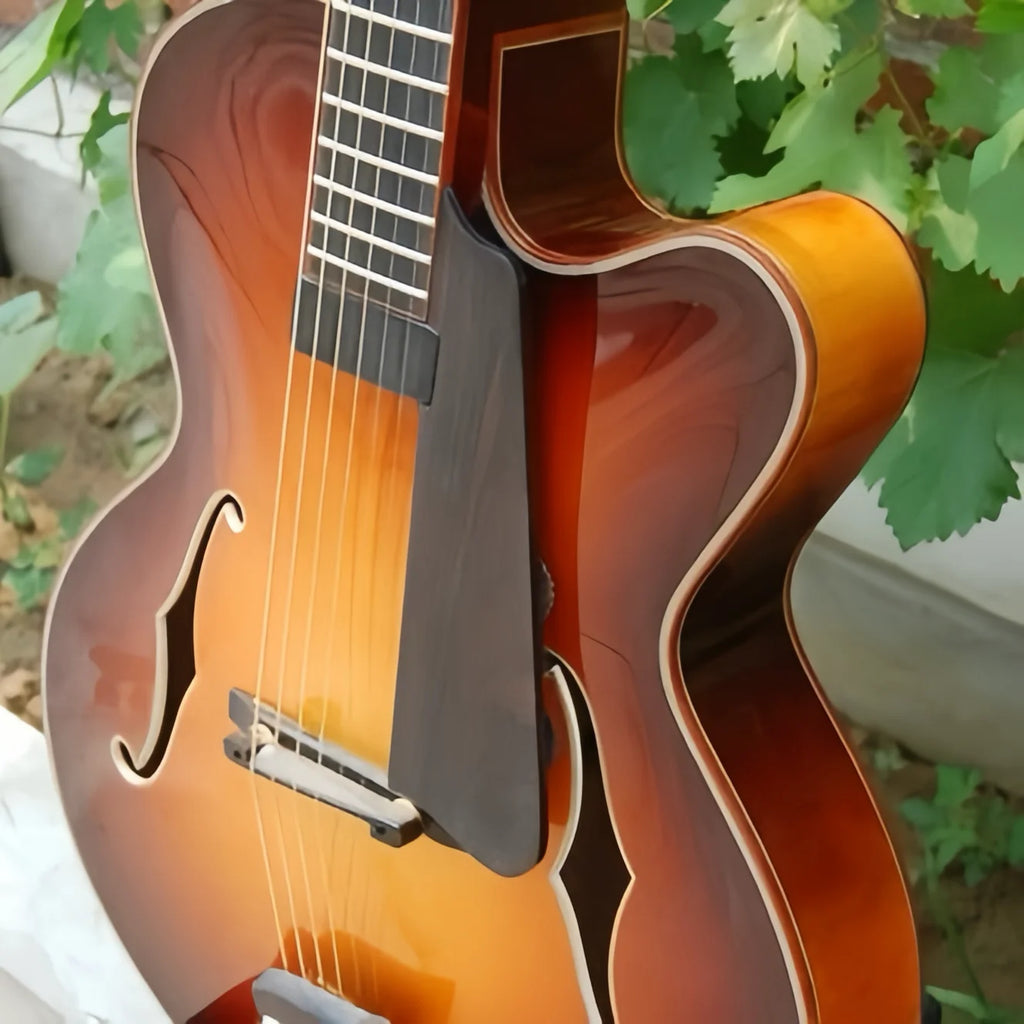 Yunzhi Handmade Eastman Type Jazz Guitar Solid Maple Semi-Hollow Body Customizable Features Ebony Fingerboard Spruce Material