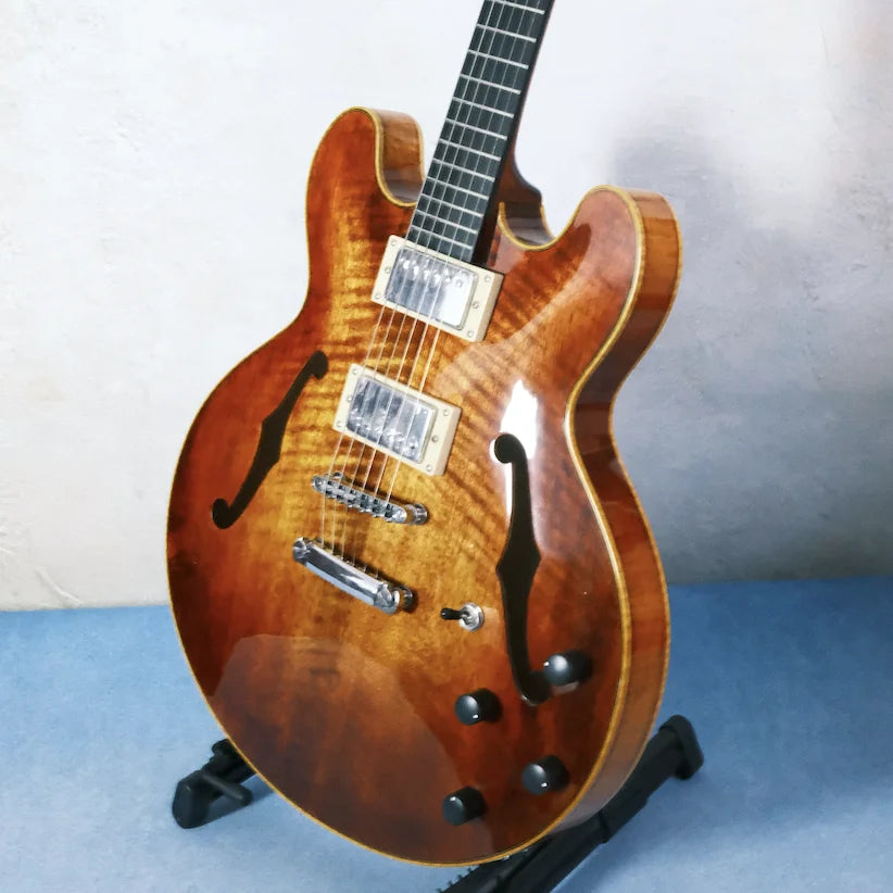 Yunzhi Luthier Handcrafted 335Hollow Body Archtop Electric Guitar Solid Spruce Top Maple Back Ebony Fingerboard Gloss Custom